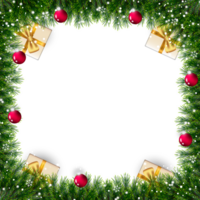 Navidad frontera decoración con pino ramas Navidad pelota regalo equilibrar y flexión de nieve png