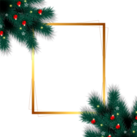 christmas frame decoration with christmas ball,pine branch and snow flex png