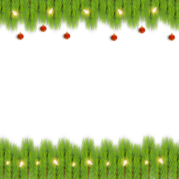 Christmas border decoration  with pine branches Christmas ball gift bal and snow  flex png