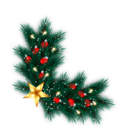 christmas corner  decoration with christmas ball,pine branch and snow flex png