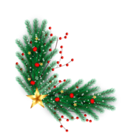 Natale angolo decorazione con Natale palla, pino ramo e neve flettere png