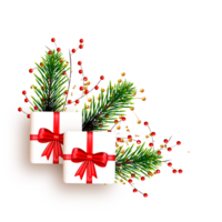 Noël coin décoration avec Noël balle, pin branche et neige fléchir png