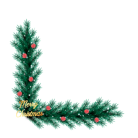 christmas corner  decoration with christmas ball,pine branch and snow flex png