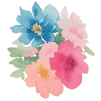 aquarelle fleur rose bouquet ai génératif png