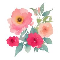 aquarelle fleur rose bouquet ai génératif png