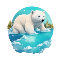 Polar bear on ice AI Generative png