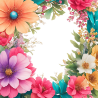 Vintage flower wreath frame AI Generative png