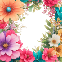 ancien fleur couronne Cadre ai génératif png