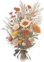 Dried Flower Bouquet Clipart with AI Generative png