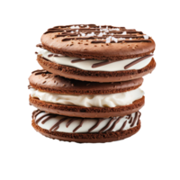 Chocolate sandwich cookie with milk cream isolated png