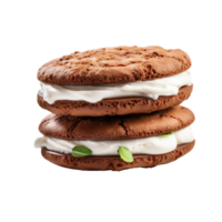 Schokolade Sandwich Plätzchen mit Milch Sahne isoliert png