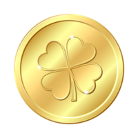 Gold coin with clover. Saint Patricks' Day Generative Ai png