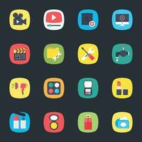 Pack of Media and Designing Flat Icons vector