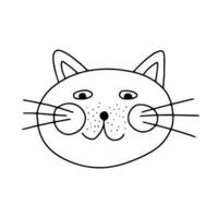 Doodle cat character face vector illustration