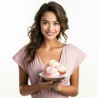 Woman with birthday cake photo