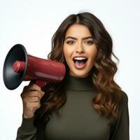 Beautiful woman with megaphone photo