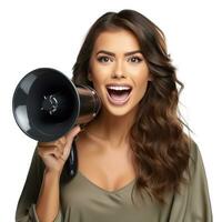 Beautiful woman with megaphone photo