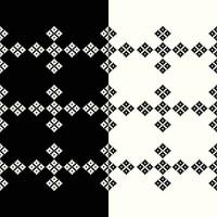 Ethnic geometric fabric pattern Cross Stitch.Ikat embroidery Ethnic oriental Pixel pattern black and white background. Abstract,vector,illustration. Texture,frame,decoration,motifs,silk wallpaper. vector