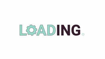 Cog wheel mechanism line 2D loading text animation. Mechanical cogwheel. Cog technology animated cartoon linear object 4K video loader motion graphic. Quality control gear download process gif