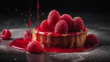 Freshness of berry fruit on a homemade dessert plate generated by AI photo