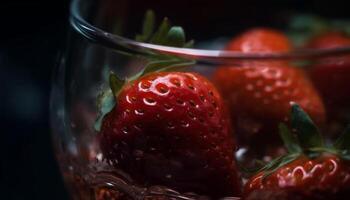 Fresh strawberry, ripe and juicy, a healthy gourmet summer dessert   generated by AI photo