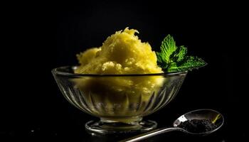 Freshness and nature in a close up of a yellow fruit generated by AI photo