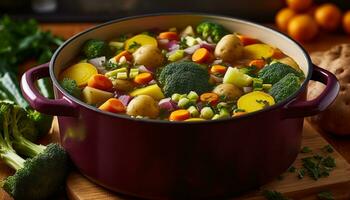 Fresh vegetable soup, ready to eat and healthy generated by AI 24651310  Stock Photo at Vecteezy