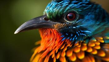 Multi colored bird with feather, beak, and vibrant blue, green, yellow colors generated by AI photo