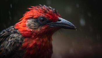 A vibrant, close up portrait of a colorful bird in the wild generated by AI photo