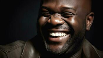 sonriente joven africano hombre con un seguro, alegre, y hermoso cara generado por ai foto