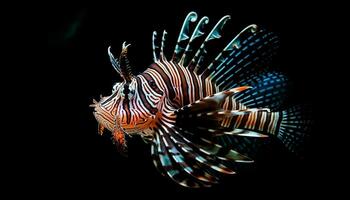 Colorful lionfish swimming in a tropical reef, showcasing underwater beauty generated by AI photo
