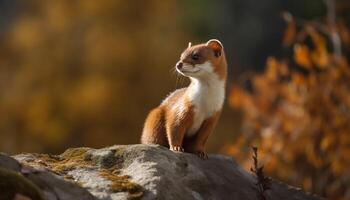 linda pequeño gatito sentado en césped, acecho naturaleza belleza generado por ai foto