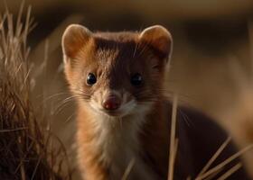 Cute mammal, small and fluffy, looking at camera with curiosity generated by AI photo
