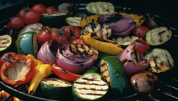 Grilled vegetables on a plate, a healthy and delicious meal generated by AI photo