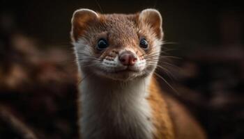 Cute small mammal, furry and fluffy, staring with curiosity at camera generated by AI photo