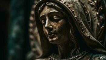 cristiandad símbolo de amor un pequeño, oscuro gótico escultura generado por ai foto