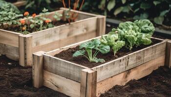 Fresh, organic vegetables grown in a home garden, promoting healthy eating generated by AI photo