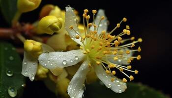Close up of a vibrant, multi colored flower in nature formal garden generated by AI photo
