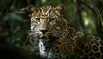 Majestic big cat walking in the wild, danger in nature generated by AI photo