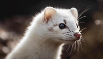 Cute kitten with fluffy fur, staring with curious eyes generated by AI photo