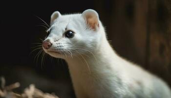 Cute kitten with fluffy fur, looking at camera with curiosity generated by AI photo