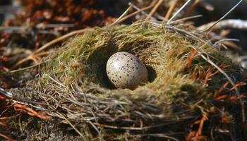 New life emerges in the forest, a small bird hatches generated by AI photo