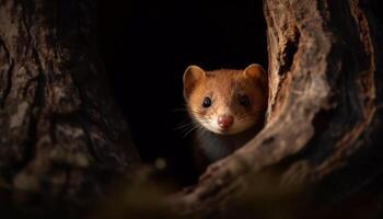 Cute mammal sitting on a branch, looking at camera curiously generated by AI photo