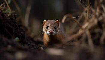 Cute small mammal in the wild, looking at camera outdoors generated by AI photo