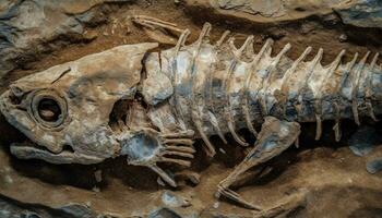 antiguo animal huesos revelar naturaleza historia mediante fosilizado permanece generado por ai foto