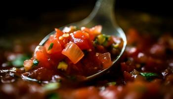 Freshness and healthy eating on a plate of vegetarian salad generated by AI photo