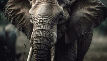 africano elefante en naturaleza, un grande, en peligro de extinción mamífero en África generado por ai foto