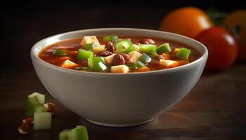 Fresco vegetal ensalada, sano comida, cocido con orgánico ingredientes generado por ai foto