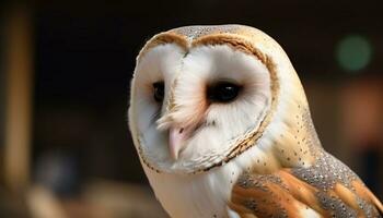 The owl piercing gaze captures the beauty of nature generated by AI photo