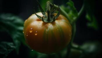 Fresh organic tomato, a healthy vegetarian meal, grown in nature generated by AI photo